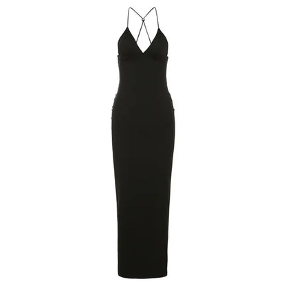 Backless Maxi Dress For Women Slim Sexy Butterfly Bodycon Slim Sheath Dress Women’s Club Deep V Neck Dresses Woman 2025