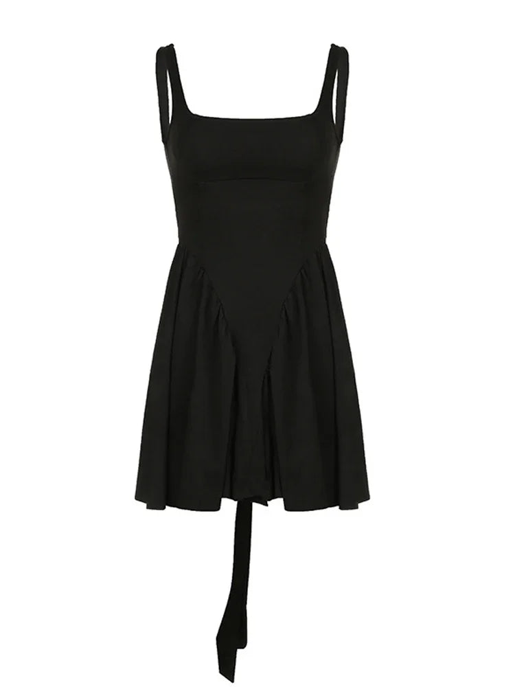 Vestido Bandage sin espalda para mujer, con lazo, pliegues, elegante, de cintura alta, para chicas atractivas, vestido sexy de calle con cordones 2025.