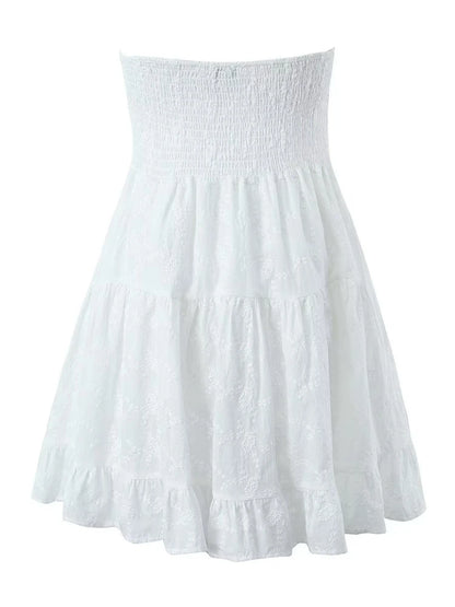 Bandage Lace Dress For Women 2025 Summer New Sleeveless Sexy Off Shoulder Dresses Ladies Holiday Lovely Beach Dress Femme