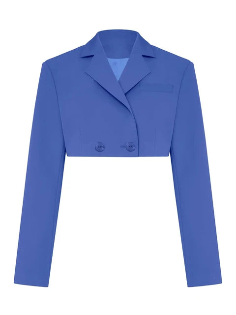 Black Blazer Sets 2025 Fashion Two Piece Cropped Blazer Jacket Coat And Mini Skirts Sets For Women Casual Suit Streetwear