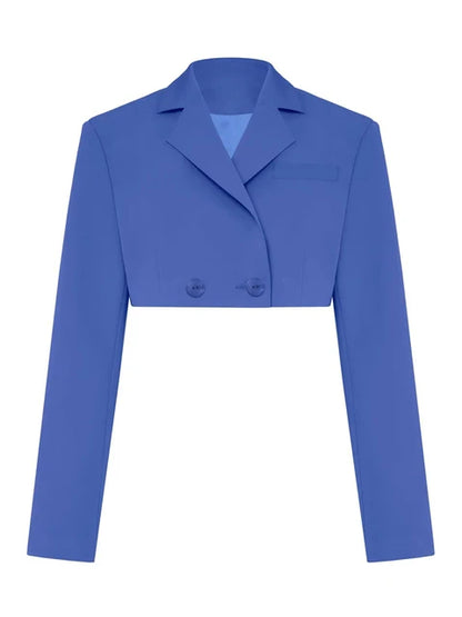 Black Blazer Sets 2025 Fashion Two Piece Cropped Blazer Jacket Coat And Mini Skirts Sets For Women Casual Suit Streetwear