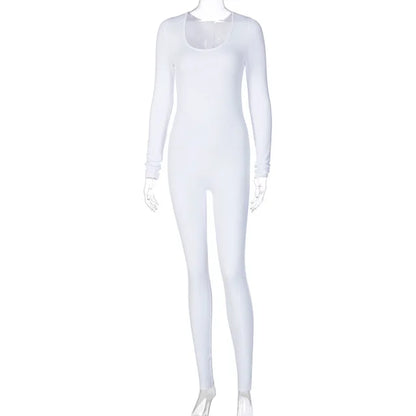 Mono negro de mujer de primavera, de manga larga, con cuello en V, ajustado, de una pieza, elástico, para fitness, mono sexy