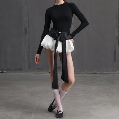 Conjuntos de falda con lazo para mujer, blusa sexy con espalda descubierta y cordones, minifaldas con pliegues a la moda, trajes de 2 piezas para mujer.
