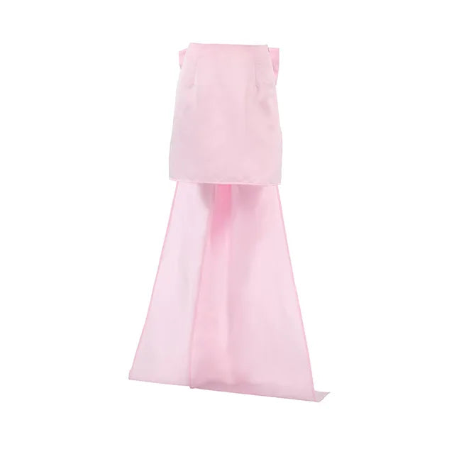 Minifaldas con lazo para mujer, falda rosa con temperamento, elegante, de satén, para fiestas y calle, 2025