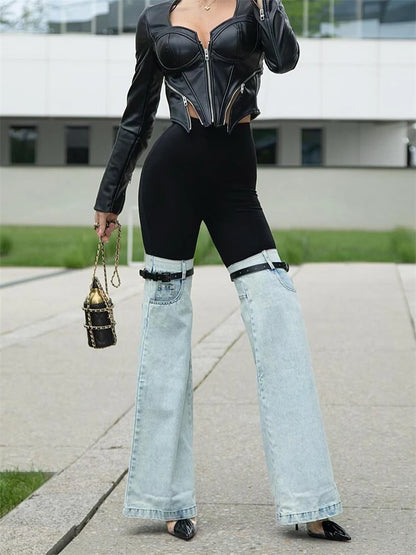 Pantalones Palazzo de moda para mujer, vaqueros anchos, ropa de calle para mujer, pantalones vaqueros holgados para mujer, verano 2025, nuevos vaqueros de tiro bajo.