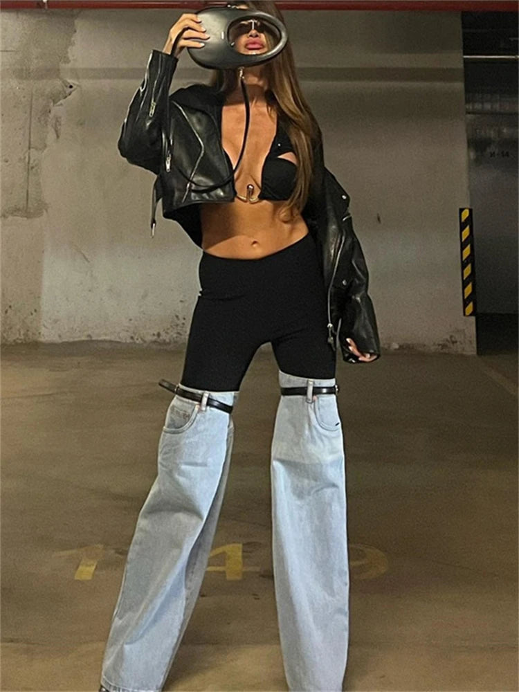 Pantalones Palazzo de moda para mujer, vaqueros anchos, ropa de calle para mujer, pantalones vaqueros holgados para mujer, verano 2025, nuevos vaqueros de tiro bajo.
