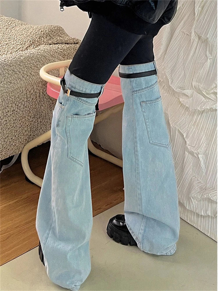 Pantalones Palazzo de moda para mujer, vaqueros anchos, ropa de calle para mujer, pantalones vaqueros holgados para mujer, verano 2025, nuevos vaqueros de tiro bajo.