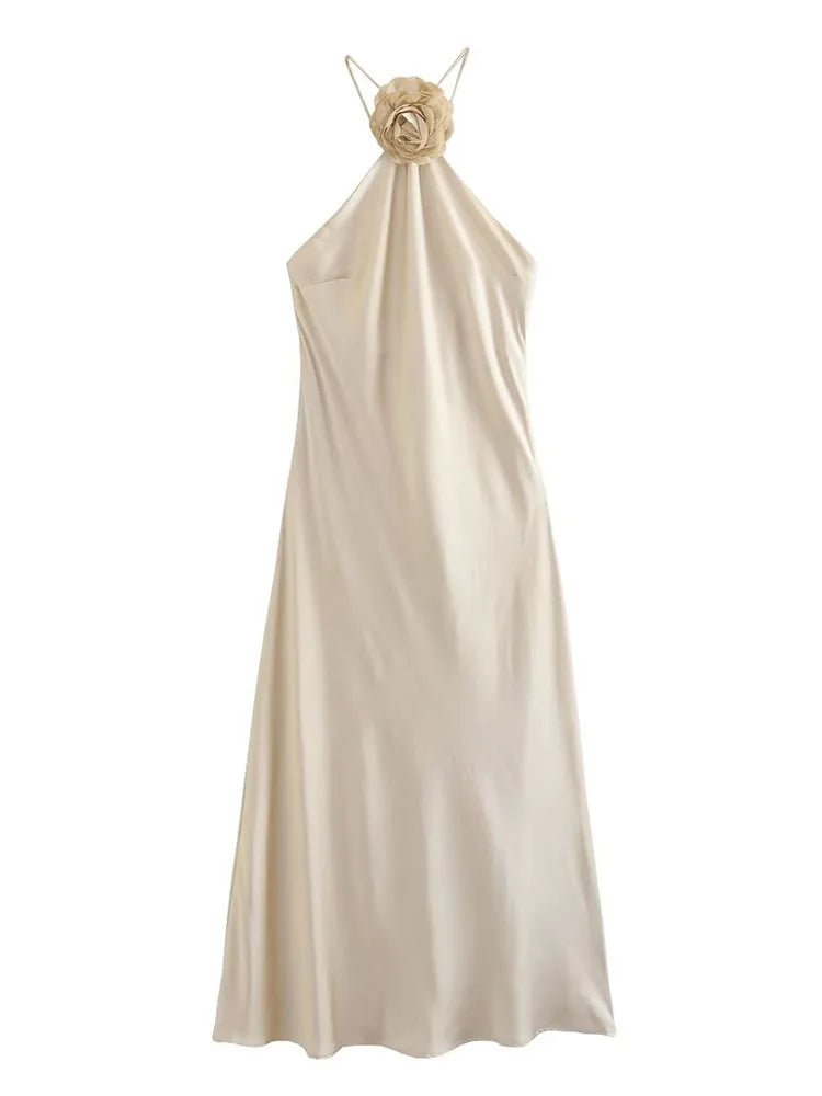 Vestido Sexy De flores con espalda descubierta Para Mujer, vestido veraniego ajustado sin mangas, Vestidos De Fiesta Elegantes Para Mujer 2025