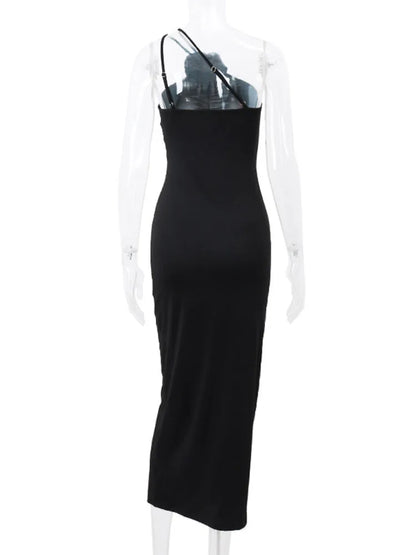 Flower Bodycon Maxi Dresses For Women Folds Slim Black Sundress Women’s Sexy Backless Party Temperament Dresses Woman