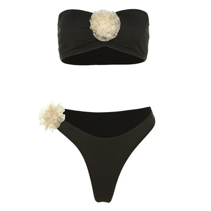 Flower Swimwear Women Bikini Suits Summer Beach Sexy Ladies Slim Bikiniler Bottoms Holiday Women’s Swimming Suit 2025 New