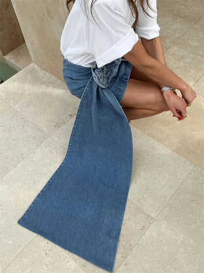 Handmade 3D Rose Denim Skirt Women Bodycon Flower Mini Skirts Ladies Streetwear Slim Fit All-match Faldas Cortas De Mujer