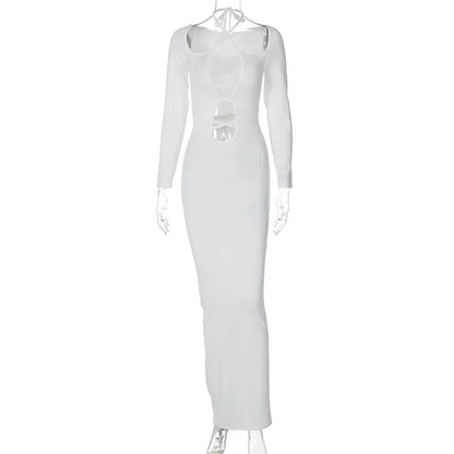 Vestido sexy calado para mujer, vestido ajustado con cordones, vestido maxi de fiesta para mujer, ropa para mujer 2025 nuevo