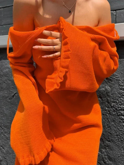 Vestido mini de punto sin espalda para mujer, con cordones, suelto, liso, sexy, corto, informal, de cintura alta
