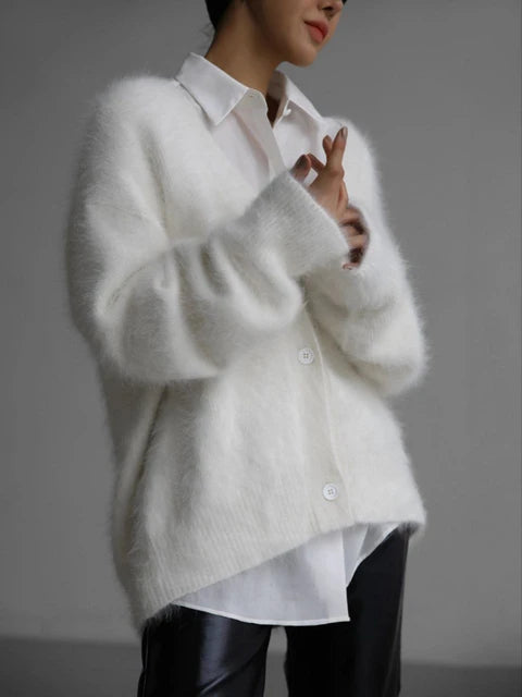 Knitted Cardigan Women V Nekc Loose Long Sleeve Casual Sweater Female 2025 Autumn Winter New Fashion Cardigans Ladies