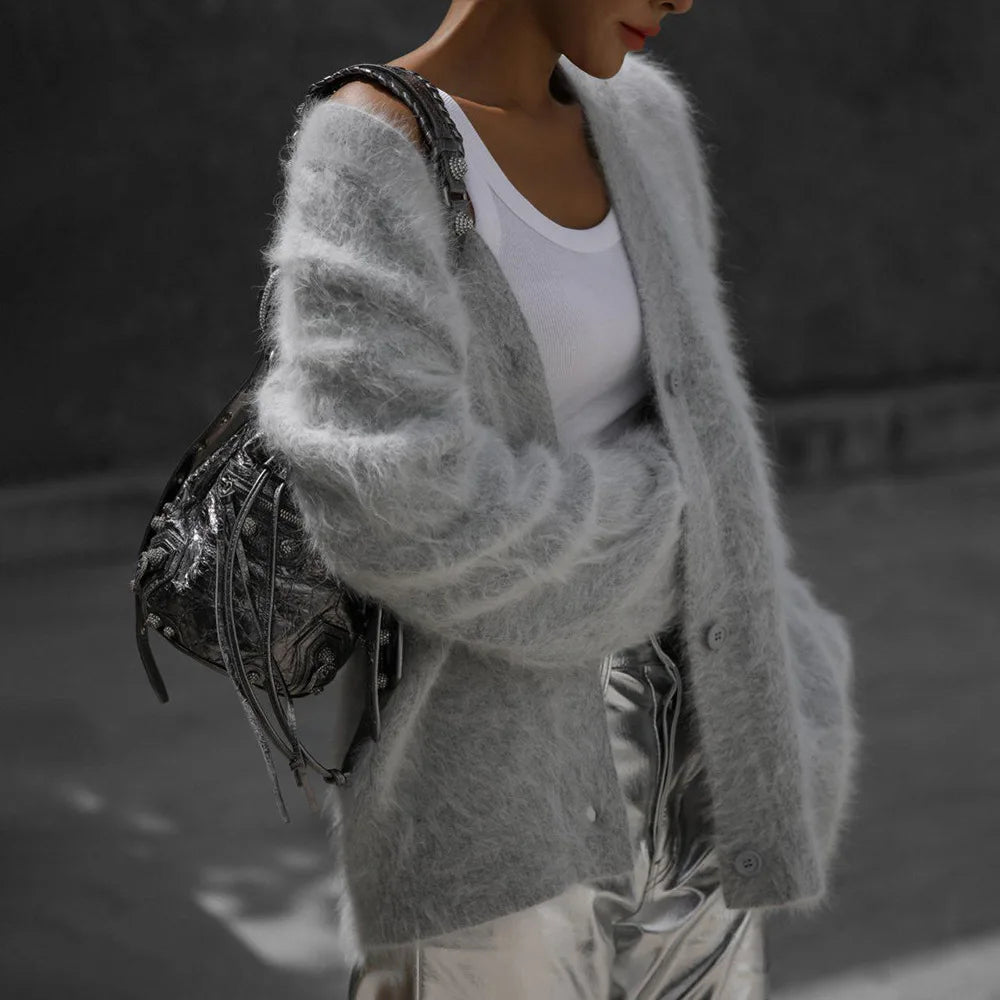 Knitted Cardigan Women V Nekc Loose Long Sleeve Casual Sweater Female 2025 Autumn Winter New Fashion Cardigans Ladies