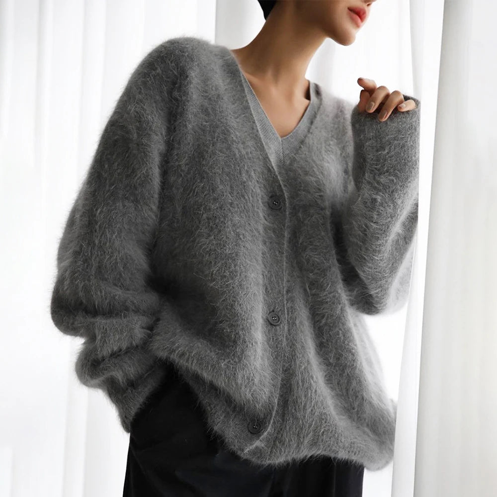 Knitted Cardigan Women V Nekc Loose Long Sleeve Casual Sweater Female 2025 Autumn Winter New Fashion Cardigans Ladies