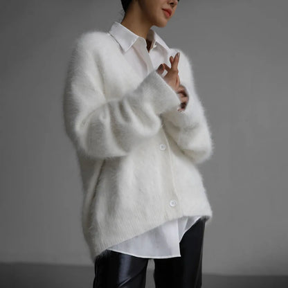 Knitted Cardigan Women V Nekc Loose Long Sleeve Casual Sweater Female 2025 Autumn Winter New Fashion Cardigans Ladies