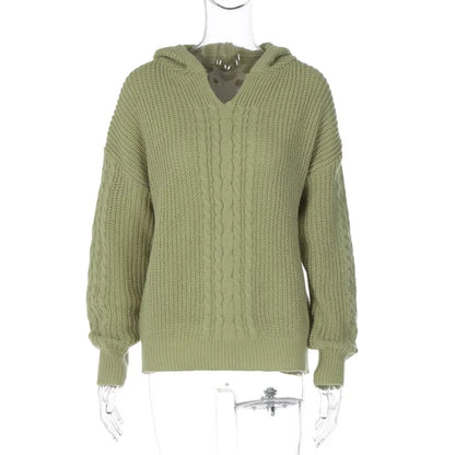 Knitted Hoodies Sweater Women Loose Long Sleeve Autumn Pullover Woman Street Casual 2025 Baggy Coat Female Winter Clothes