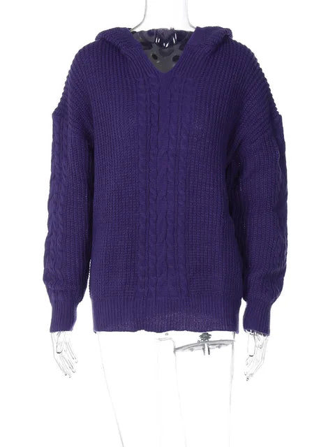 Knitted Hoodies Sweater Women Loose Long Sleeve Autumn Pullover Woman Street Casual 2025 Baggy Coat Female Winter Clothes