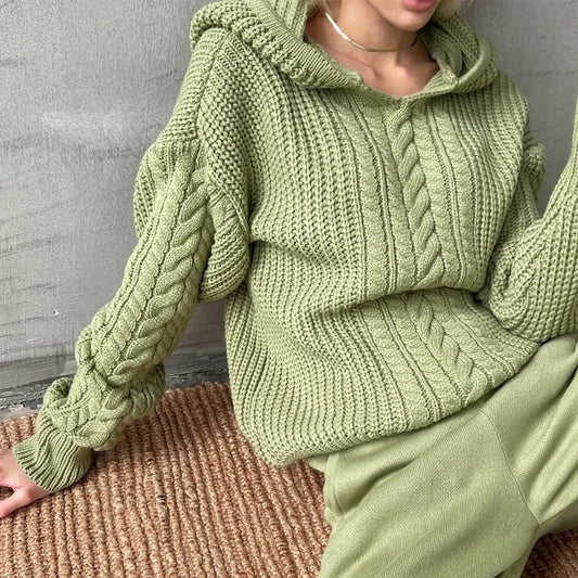 Knitted Hoodies Sweater Women Loose Long Sleeve Autumn Pullover Woman Street Casual 2025 Baggy Coat Female Winter Clothes