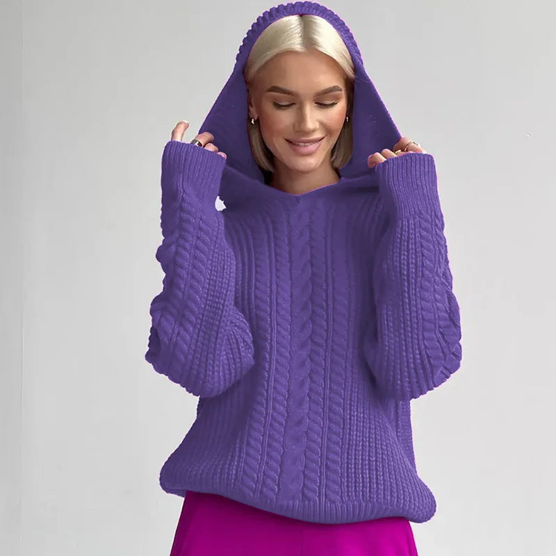 Knitted Hoodies Sweater Women Loose Long Sleeve Autumn Pullover Woman Street Casual 2025 Baggy Coat Female Winter Clothes