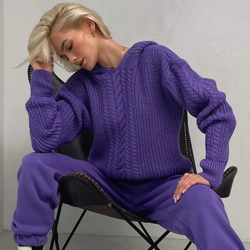 Knitted Hoodies Sweater Women Loose Long Sleeve Autumn Pullover Woman Street Casual 2025 Baggy Coat Female Winter Clothes