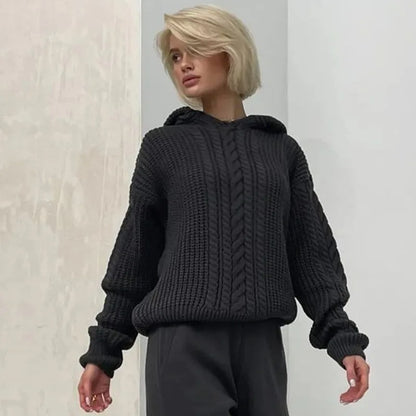 Knitted Hoodies Sweater Women Loose Long Sleeve Autumn Pullover Woman Street Casual 2025 Baggy Coat Female Winter Clothes