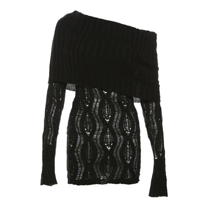 Vestido mini de punto para mujer, ajustado, acanalado, cintura alta, mangas acampanadas, otoño invierno 2025, vestido sexy ajustado para mujer