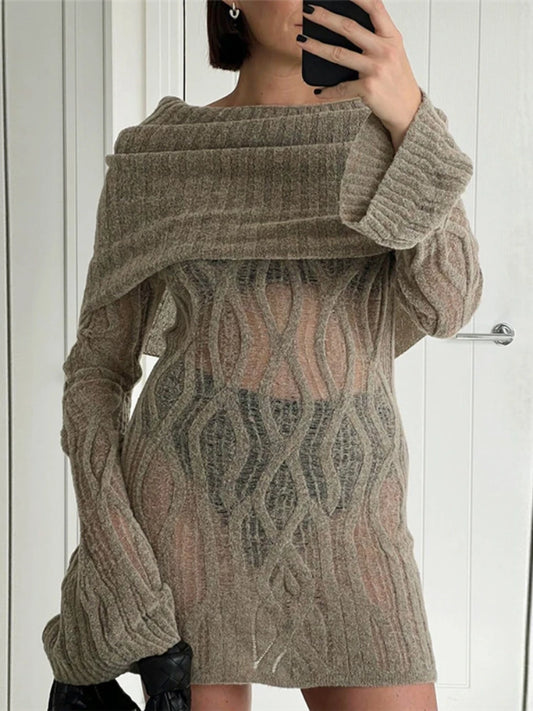 Vestido mini de punto para mujer, ajustado, acanalado, cintura alta, mangas acampanadas, otoño invierno 2025, vestido sexy ajustado para mujer