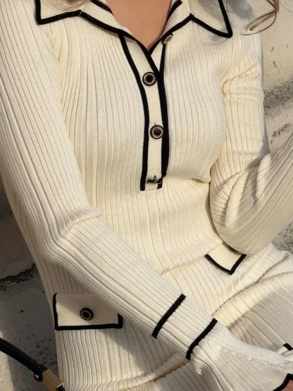 Vestido mini de punto para mujer, otoño invierno, con volantes, acanalado, cintura alta, elegante, manga larga, para banquete