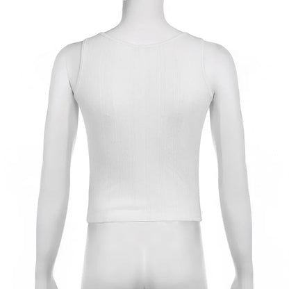 Lace Bow Splice Tank Top Women Sexy Hollow Out Slim Sleeveless Shirts Hot Girls Bodycon Fashion Crop Tops Woman Clothing