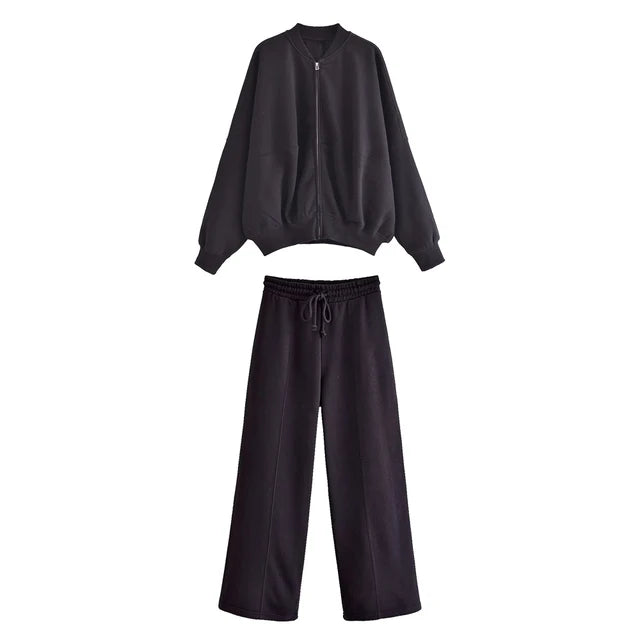 Lace Up Pant Sets Women Loose V Neck Casual Cardigan Woman 2025 Autumn Winter Sports Pants 2 Piece Sets Womens Outfits