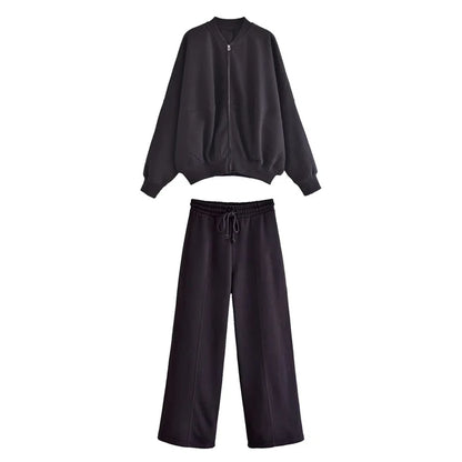 Lace Up Pant Sets Women Loose V Neck Casual Cardigan Woman 2025 Autumn Winter Sports Pants 2 Piece Sets Womens Outfits