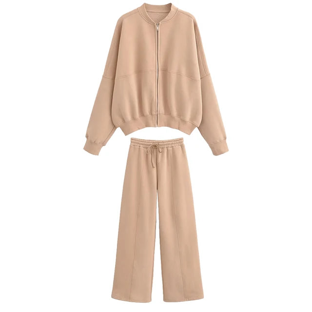 Lace Up Pant Sets Women Loose V Neck Casual Cardigan Woman 2025 Autumn Winter Sports Pants 2 Piece Sets Womens Outfits
