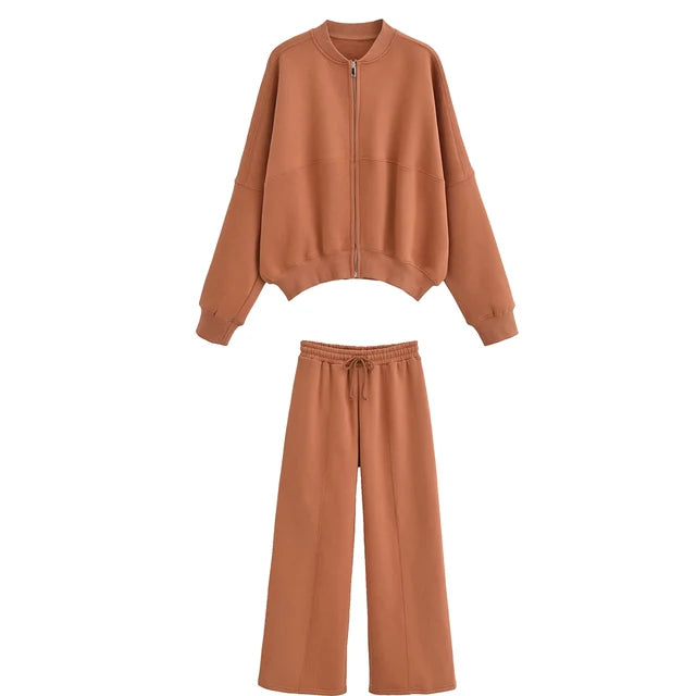 Lace Up Pant Sets Women Loose V Neck Casual Cardigan Woman 2025 Autumn Winter Sports Pants 2 Piece Sets Womens Outfits