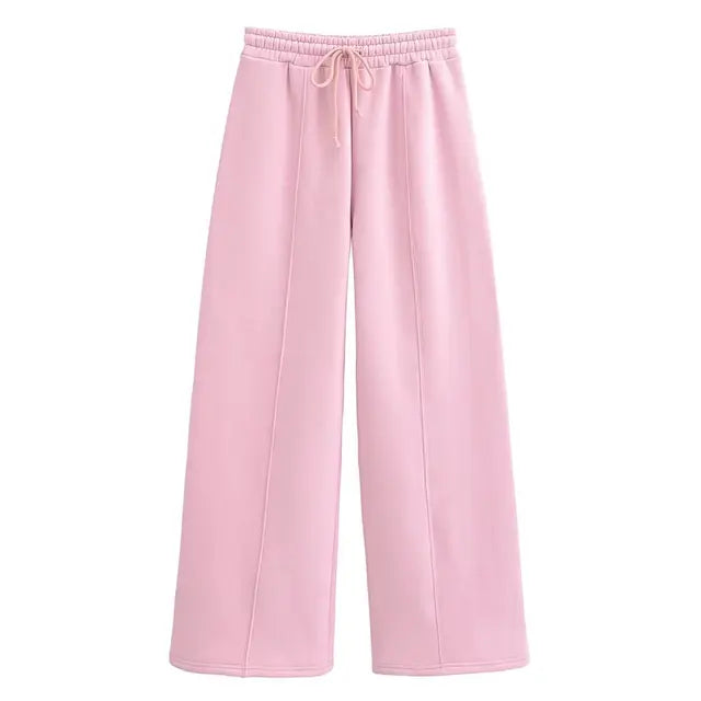 Lace Up Pant Sets Women Loose V Neck Casual Cardigan Woman 2025 Autumn Winter Sports Pants 2 Piece Sets Womens Outfits