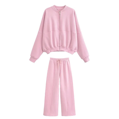 Lace Up Pant Sets Women Loose V Neck Casual Cardigan Woman 2025 Autumn Winter Sports Pants 2 Piece Sets Womens Outfits