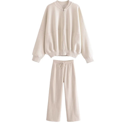 Lace Up Pant Sets Women Loose V Neck Casual Cardigan Woman 2025 Autumn Winter Sports Pants 2 Piece Sets Womens Outfits