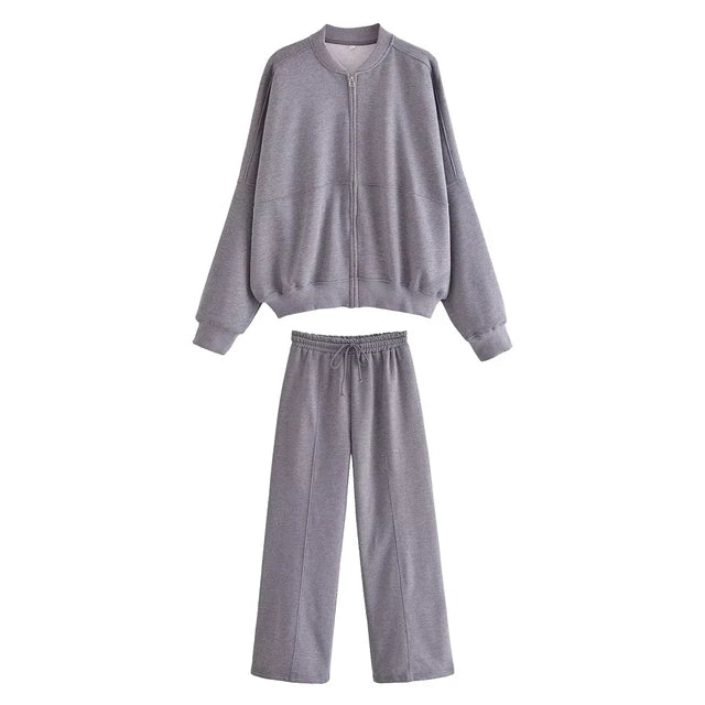 Lace Up Pant Sets Women Loose V Neck Casual Cardigan Woman 2025 Autumn Winter Sports Pants 2 Piece Sets Womens Outfits