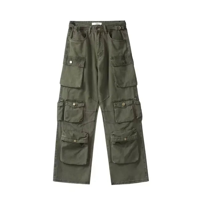 Pantalones cargo con múltiples bolsillos para mujer, pantalones deportivos holgados de cintura alta a la moda, pantalones de calle holgados para mujer, pantalones para mujer