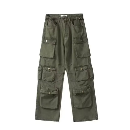 Pantalones cargo con múltiples bolsillos para mujer, pantalones deportivos holgados de cintura alta a la moda, pantalones de calle holgados para mujer, pantalones para mujer