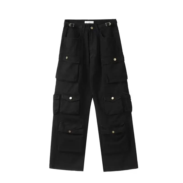 Pantalones cargo con múltiples bolsillos para mujer, pantalones deportivos holgados de cintura alta a la moda, pantalones de calle holgados para mujer, pantalones para mujer