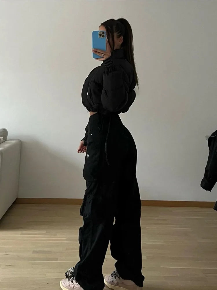 Pantalones cargo con múltiples bolsillos para mujer, pantalones deportivos holgados de cintura alta a la moda, pantalones de calle holgados para mujer, pantalones para mujer