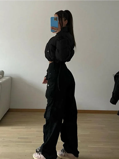 Pantalones cargo con múltiples bolsillos para mujer, pantalones deportivos holgados de cintura alta a la moda, pantalones de calle holgados para mujer, pantalones para mujer