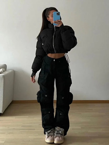 Pantalones cargo con múltiples bolsillos para mujer, pantalones deportivos holgados de cintura alta a la moda, pantalones de calle holgados para mujer, pantalones para mujer