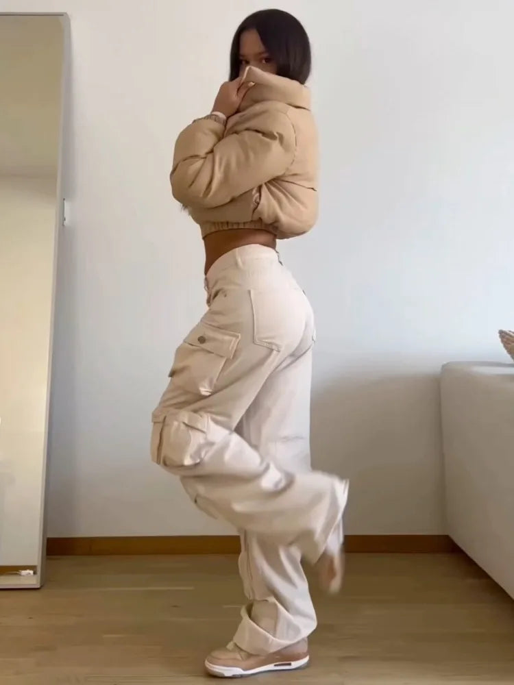 Pantalones cargo con múltiples bolsillos para mujer, pantalones deportivos holgados de cintura alta a la moda, pantalones de calle holgados para mujer, pantalones para mujer
