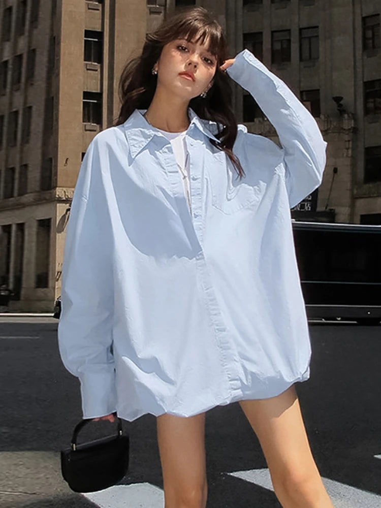 Vestido playero holgado con cuello vuelto para mujer, camisas de gran tamaño, moda 2025, informal, para vacaciones y playa