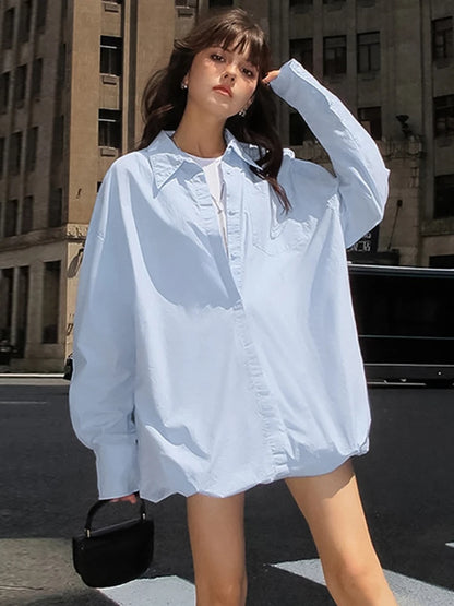 Vestido playero holgado con cuello vuelto para mujer, camisas de gran tamaño, moda 2025, informal, para vacaciones y playa