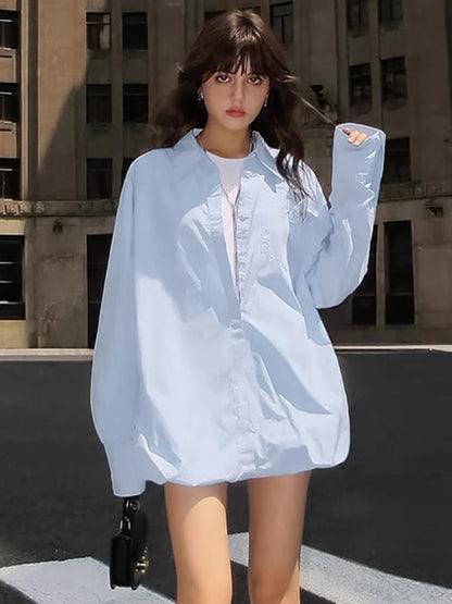 Vestido playero holgado con cuello vuelto para mujer, camisas de gran tamaño, moda 2025, informal, para vacaciones y playa