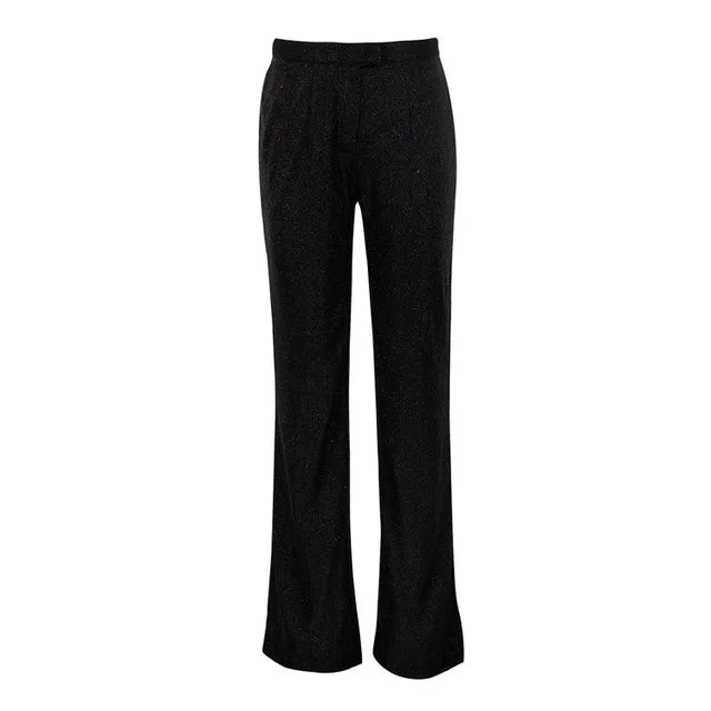 Conjunto de blazer de tres piezas con purpurina plateada para mujer, ropa de club de moda, sujetador y pantalón brillantes, conjunto de 2 piezas a juego, nuevo